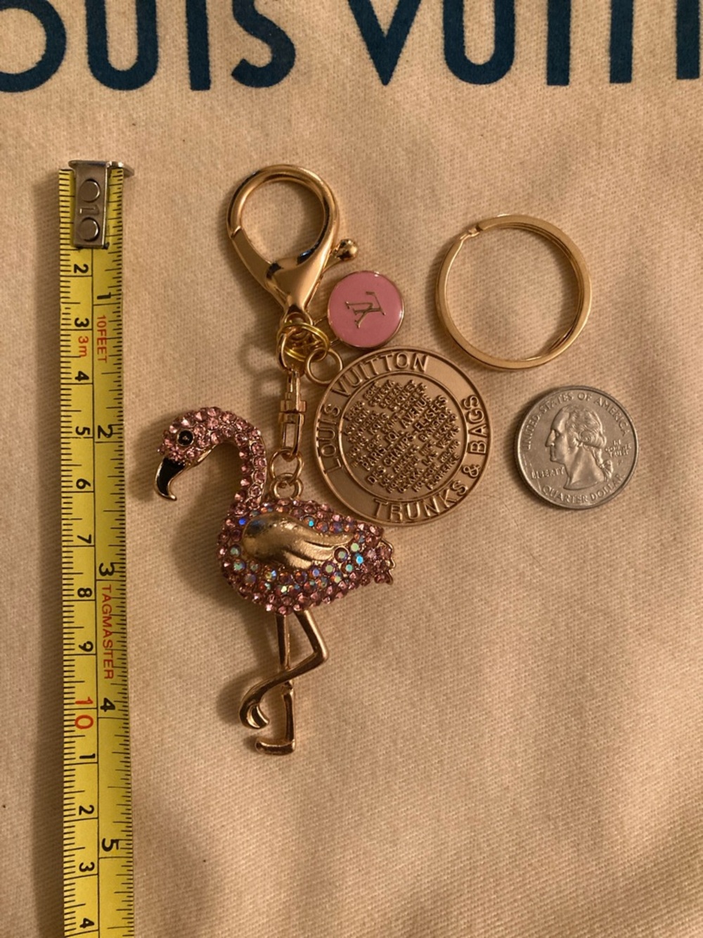 Louis Vuitton Upcycled Flamingo 🦩 Charm/Zipper Pull Purse Charm/Keychain NWOT - Picture 10 of 11